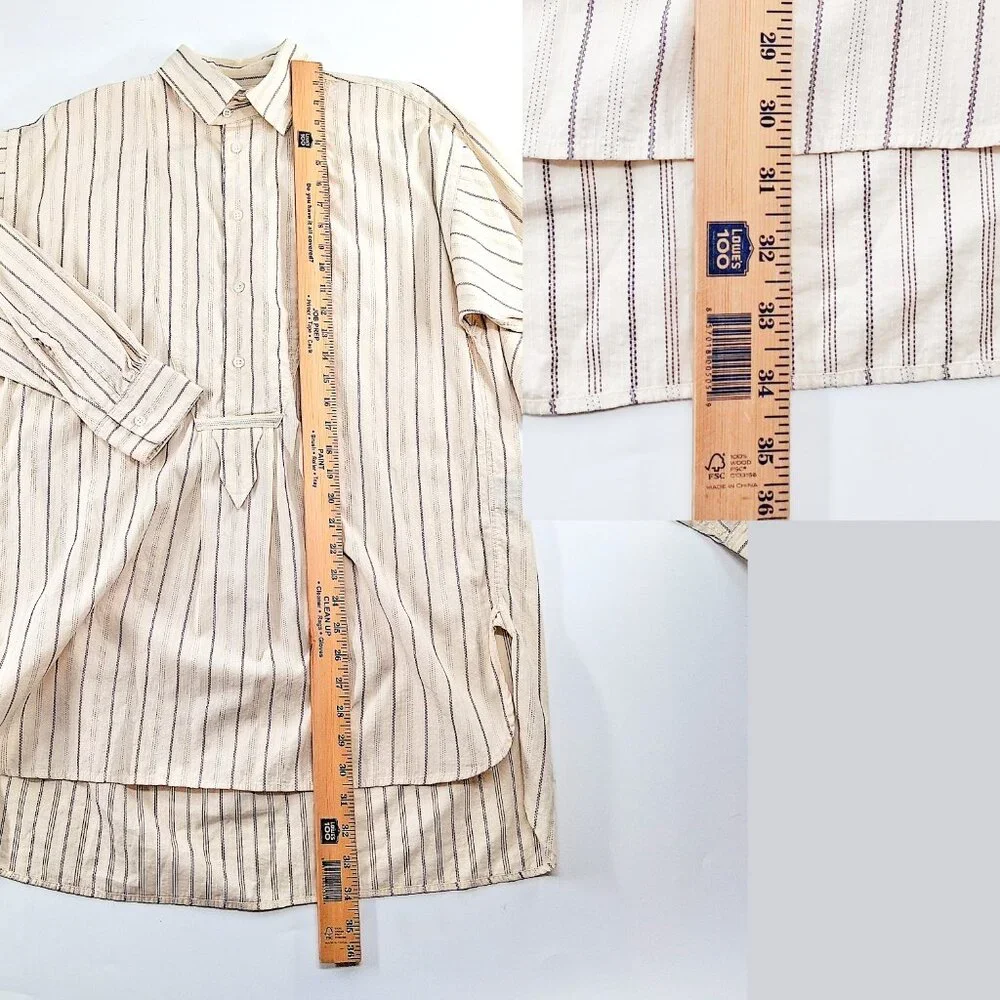 RALPH LAUREN Blue Label Vintage Peasant Poet Bib Blouse Cream Purple Stripe 10 - Picture 13 of 13